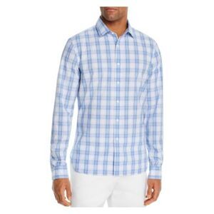 The Mens store Mens Blue Tartan Plaid Collared Shirt XXL